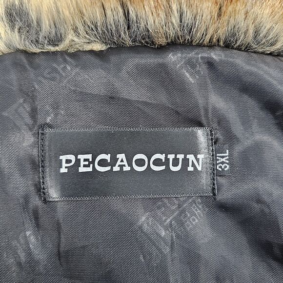 PECAOCUN Faux Fur Coat Brown Tan Plush Long Jacket 3XL Fits Like Women’s XL - Picture 3 of 12